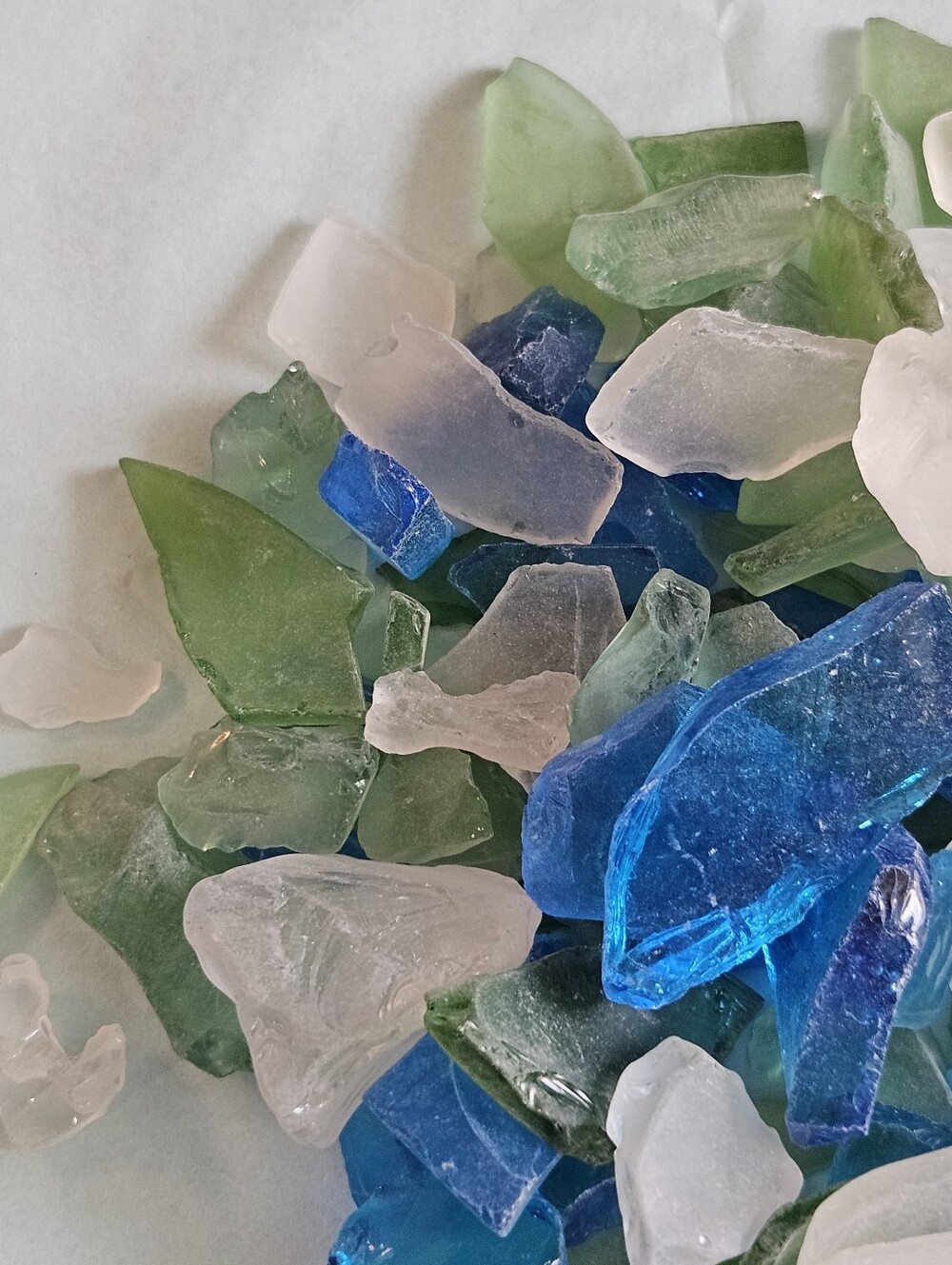 Mixed Sea Glass Mosaic Pieces - Blue, Green, White